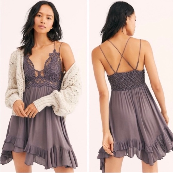 Free People Dresses & Skirts - Free People Adella Slip Dress XS NWT Charcoal